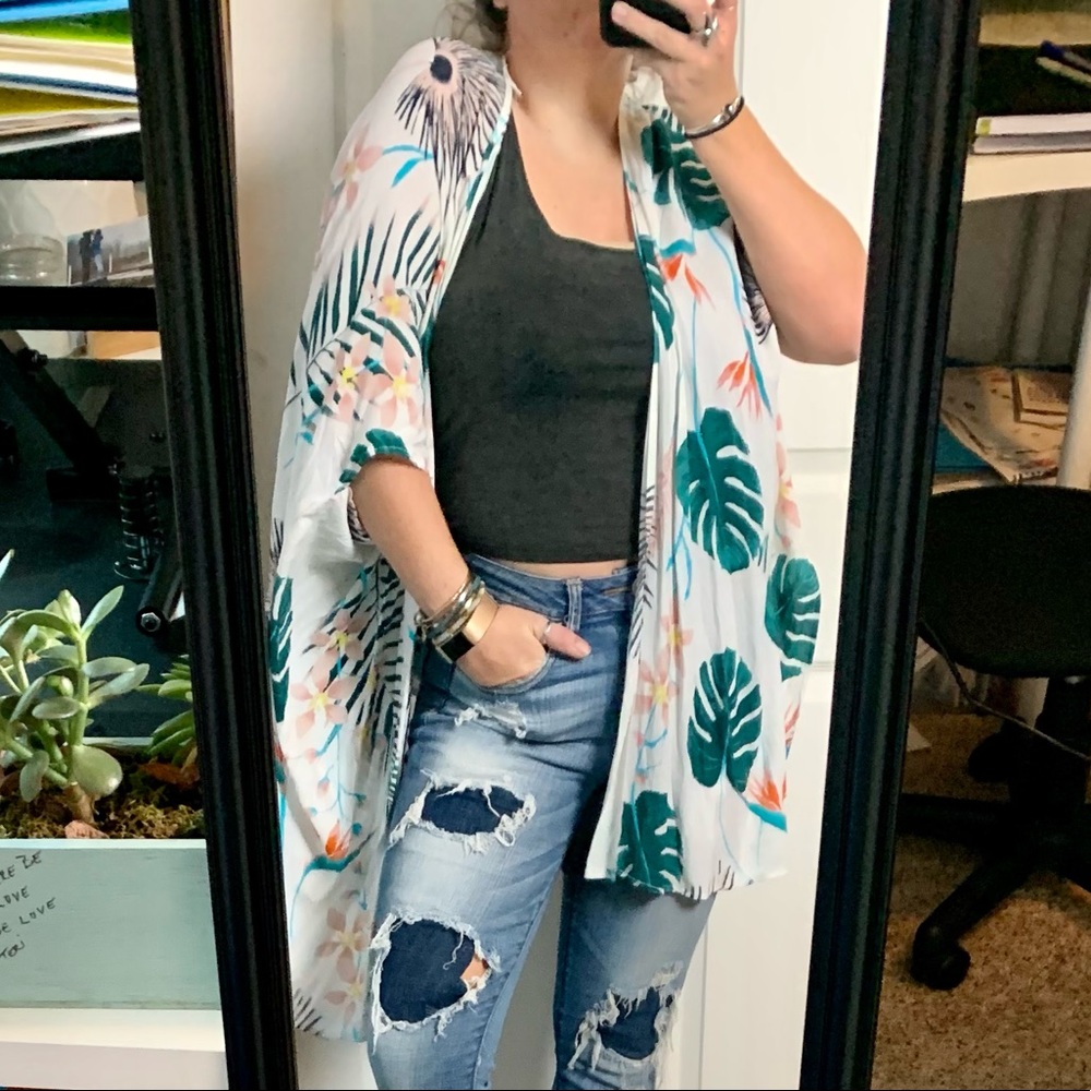 Floral Monstera Kimono